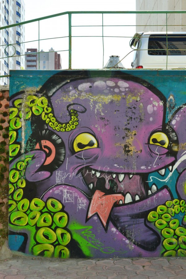 Осьминог – граффити в Горском микрорайоне © Алёна Груя