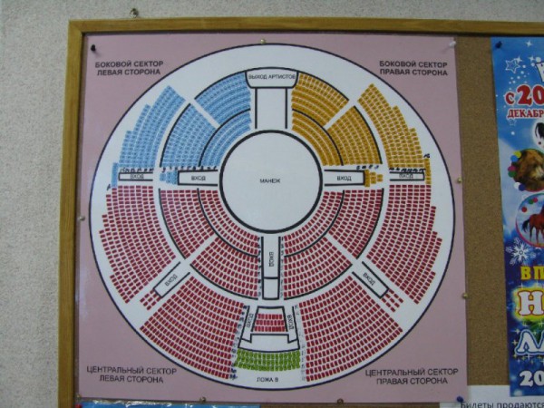 Схема зала Новосибирского цирка © http://forum.sibmama.ru/viewtopic.php?t=110052